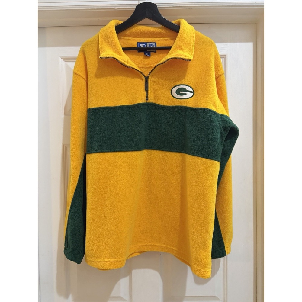 Vintage Y2K Starter Green Bay Packers  Zip Fleece Pullover Jacket Men M NFL